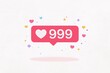 © Westend61 - Pink social media like notification icon with heart and number 999
