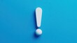 © angon - White 3d exclamation mark symbol on blue background top view
