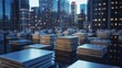 © Aatika - Stacks of business documents and financial papers in modern city office environment