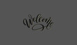 © Graphics World - Welcome cursive script typography design on gray background