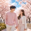 © Exposyur Studio - Happy Couple Walking Hand in Hand Under Beautiful Cherry Blossoms