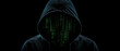 © narak0rn - Hacker in dark hoodie with digital code face represents cybercrime and ransomware attacks threatening online security and data protection