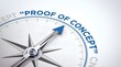 © Zaldy - Proof of concept validation compass pointing towards strategic innovation and successful project feasibility testing