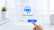 © raselsvault - Customer support email concept, businessman confirming a digital service request with an online interface, representing customer care, communication, help desk, and business assistance.
