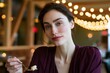 © Andrii Zastrozhnov - Natural young woman portrait dining in a restaurant with warm bokeh lights for lifestyle background and banner use