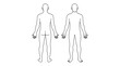 © Zubair - Human male body outline showing front and back views in a clean professional vector graphic illustration