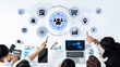 © InfiniteFlow - Diverse Business Team Collaborating Around Digital Marketing Concepts with Analytical Tools and Global Connectivity Visualizations. Glyphic.