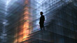 © BlackBridge Media - Silhouette of Businessman Standing on Futuristic Glass Staircase Structure