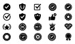 ©  Musa Stock - A diverse collection of black icons symbolizing quality assurance verification trust achievement and successful completion of tasks