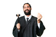 © luismolinero - Judge caucasian man over isolated chroma key background making money gesture