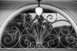 © ttrimmer - French Style Transom Window with Wrought Iron Metal Grate.