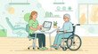 © nanang - Dentist showing tablet to elderly woman in wheelchair