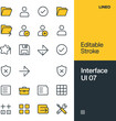 © Abdul - Editable Stroke UI Interface Icon Collection with File, User, Security and Navigation Symbols Vector Set