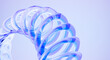 © StockStyle - Abstract 3D Render of Translucent Glass Spiral Helix Structure with Blue Purple Gradient on Light Background Modern Digital Art