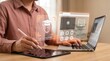 © Samia - Person studying online with tablet and laptop ai learning profile displayed with person sitting desk using tablet e learning technology education