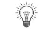 © Ahmad - Bright incandescent light bulb hand drawn sketch icon featuring clean black ink lines on white background