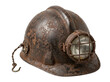 © LABONI - Old rusty miner helmet with lamp isolated on transparent background