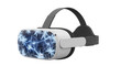© JAMIA - Person wearing virtual reality headset with blue light display isolated on transparent background