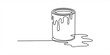 © Tona Drawing Gallery - Continuous single line drawing of a paint can with a spill on the floor for home renovation and interior design projects in a simple minimal art style