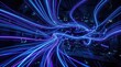 © Bunlong - A complex, abstract digital network with neon blue and purple light trails forming intricate patterns and shapes.