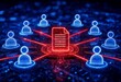 © SHAHJALAL - Abstract digital network connecting people around a glowing document, representing business communication, teamwork, collaboration, information sharing, data management, technology, and global connect