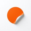 © SALMA1234 - Blank orange round sticker with folded corner adhesive template business isolated packaging branding marketing advertising corporate identity stationary commercial material promotion