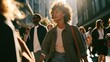 © Serhii - Dynamic city block scene with a strong African American woman at the front of a multi-ethnic group
