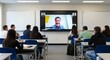 © Yevhen - Classroom video-call with a guest lecturer on a smart screen, remote collaboration and engagement