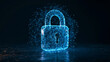 © Akash - Glowing digital padlock made of connected nodes on dark background. Cybersecurity and data protection concept.
