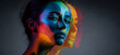 © NongEngEng - AI generated colorful woman portrait layered double exposure faces vivid neon tones symbolizing identity emotion creativity transformation diversity self expression