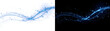 © Tanay - Blue sparkle wave with twinkling stardust particles forming elegant curved light trail in PNG, Transparent and Black Background Versions ideal for festive design