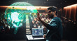 © Gorodenkoff - Indian Male Professor Raises His Palm Toward a Giant Glowing Green Holographic Brain With Neural Network Lines While Lecturing Computer Science Students, Laptop Code on the Podium in a Dark Auditorium
