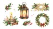 © RUMA - Watercolor christmas decorative elements set isolated on white background