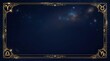 © Yuliia - Ornate gold zodiac frame with astrology symbols on dark starry night sky background, suitable for horoscope designs and mystical presentations.