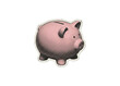 © creatfive - Pink piggy bank graphic with halftone dot texture, in a retro cut-out sticker style