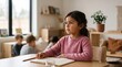 © Николай Срибяник - Young student sitting at desk and listening attentively in modern classroom.