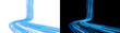 © FahamidaAlam - Cyber highway lines of glowing blue and teal light bend into a road in PNG, Transparent and Black Background Versions for tech designs