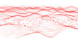 © MdKorban - Abstract red data flow pattern isolated on transparent background, digital waves of information for modern technology design and science.
