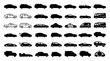 © AlviAhmed - Car silhouette icon set containing various vehicle types like sedan suv truck limo police taxi ambulance and sports racing models