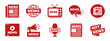 © mdsaikat - Collection of red news icons depicting various media formats and announcements