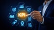 © ZC - Business professional interacting with digital kpi performance metrics interface for strategic planning