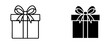 © Nuruzzaman - Outline and black gift box with a bow vector icon set for web design and holiday presents.