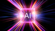 © A2Z AI  - Dynamic Digital Cube with Concentric Light Trails and Central Glow, Representing Technology, Innovation, and Advanced Systems on a Dark Background