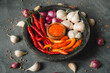 © Hanif - Sambal and sambal ingredient in the stone mortar