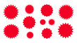 © RAKIB - Red starburst and sunburst badges for sale stickers, price tags, discounts, promotions, labels and offers.