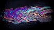 © bethsantos.ai - Textura de tinta de aceite iridiscente en remolinos holográficos sobre fondo negro