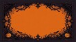 © Sonya - Halloween border frame with pumpkins and bats on orange background for holiday invitation
