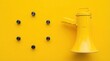 © Panuwat - Yellow megaphone communication concept with powerful authority pins on bright yellow background