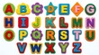 © FAIZULBARI - A colorful set of english alphabet letters displayed on various geometric shapes isolated on a plain white background for early childhood education concepts