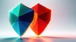 © Vadym - Two geometric shields, one blue and one red, glow with energy. Abstract shapes form a futuristic defense concept, suggesting safety and security in a modern digital world.